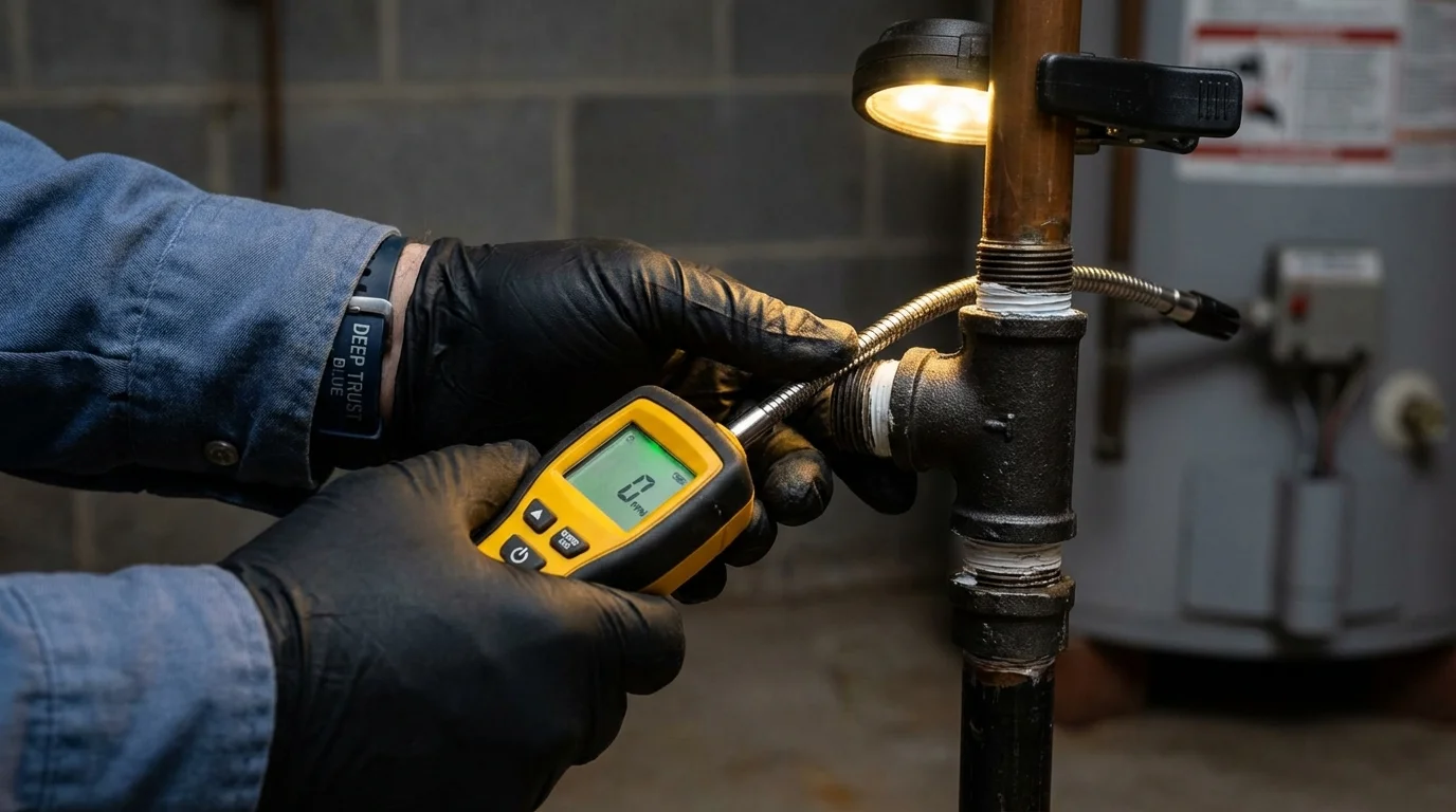Gas leak detection with electronic sniffer by Johns Plumbing LLC in Walhalla